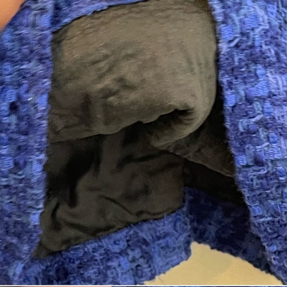 Zara Blue Tweed Jumper Dress Pinafore Mini Sleeveless Size Medium  With Pockets! - Picture 15 of 16